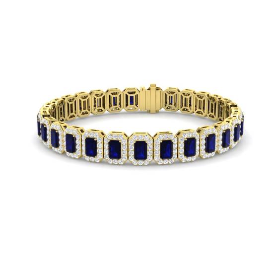 Armband mit 14,25 ct VS/E-F Smaragdschliff-Saphir und runden Diamanten