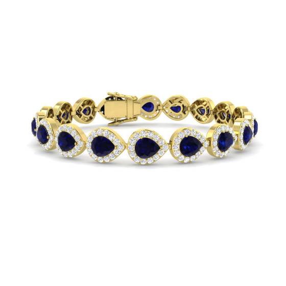 Armband mit birnenförmigem, blauem Saphir (16,20 ct, VS/E-F) und runden Diamanten