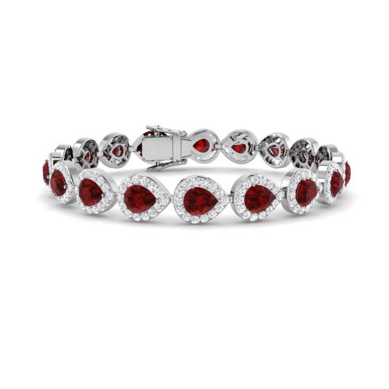Armband mit birnenförmigem Rubin (16,20 ct, Reinheitsgrad VS/E-F) und rundem Diamanten im Halo-Design