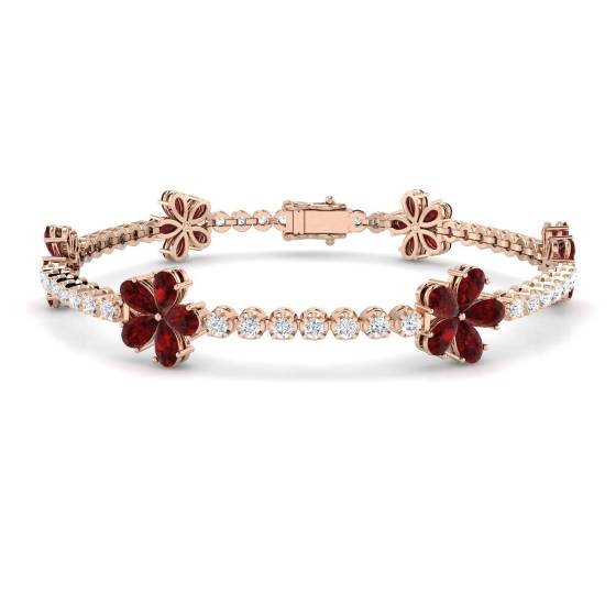8,30 ct VS/E-F Birnenförmiger Rubin und runder Diamant Designerarmband