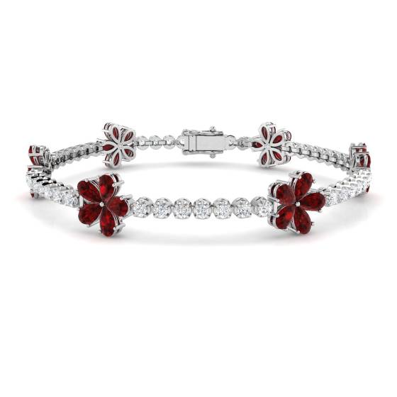 8,30 ct VS/E-F Birnenförmiger Rubin und runder Diamant Designerarmband