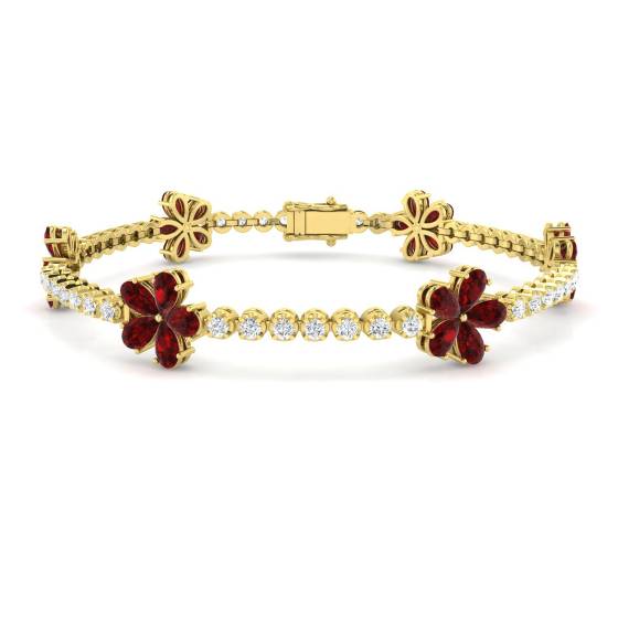 8,30 ct VS/E-F Birnenförmiger Rubin und runder Diamant Designerarmband