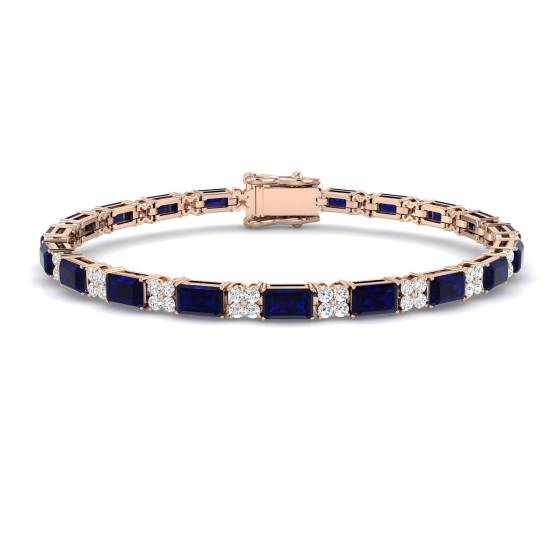 Armband mit 7,70 ct VS/E-F Smaragdschliff-Saphir und runden Diamanten