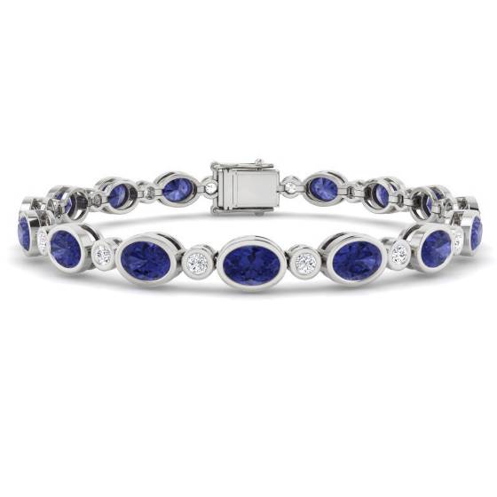 Armband aus oval geschliffenem Tansanit (14,25 ct, VS/E-F) und runden Diamanten