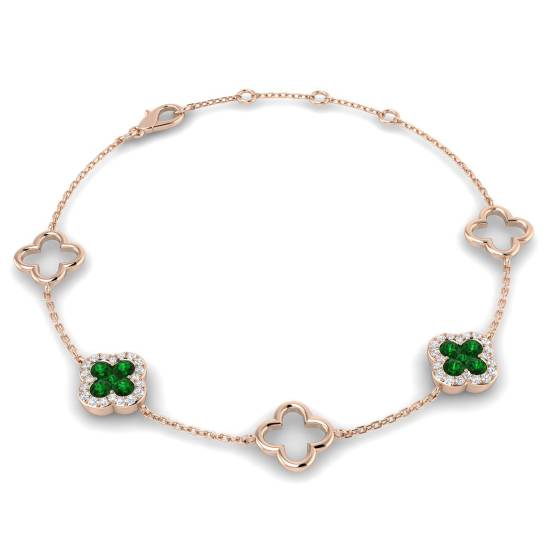 0,70 ct VS/E-F Runder Smaragd und Diamanten Designer-Armband