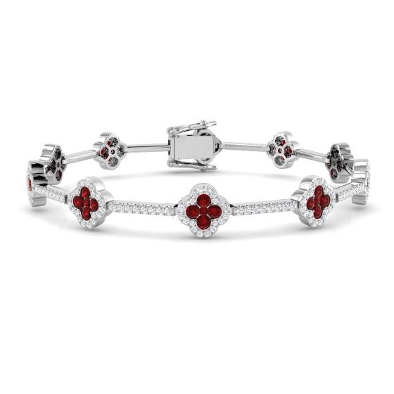 3,45 ct VS/E-F Runder Rubin und Diamanten Designer-Armband