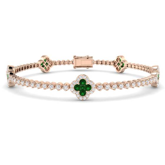 2,40 ct VS/E-F Runder Smaragd und Diamanten Designer-Armband
