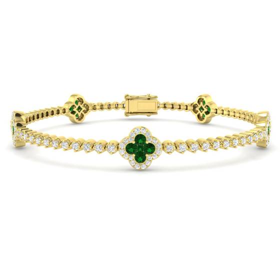 2,40 ct VS/E-F Runder Smaragd und Diamanten Designer-Armband
