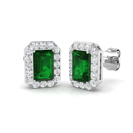 Ohrringe mit Smaragd und Diamanten (1,45 ct, VS/E-F)