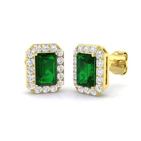 Ohrringe mit Smaragd und Diamanten (1,45 ct, VS/E-F)