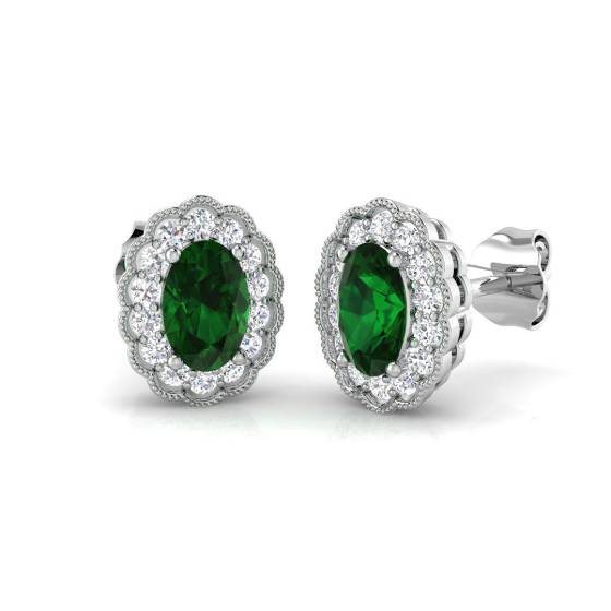 Ohrringe mit Smaragd und Diamanten (1,05 ct, VS/E-F)