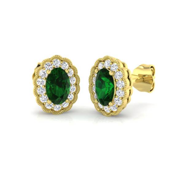 Ohrringe mit Smaragd und Diamanten (1,05 ct, VS/E-F)