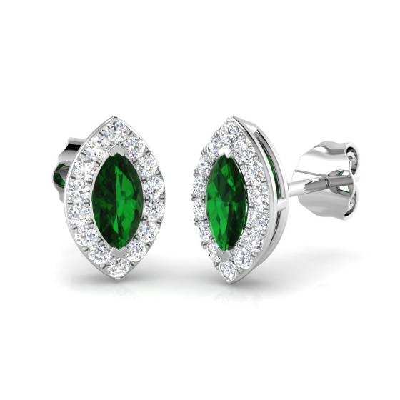 0,70 ct VS/E-F Smaragd- und Diamant-Ohrringe