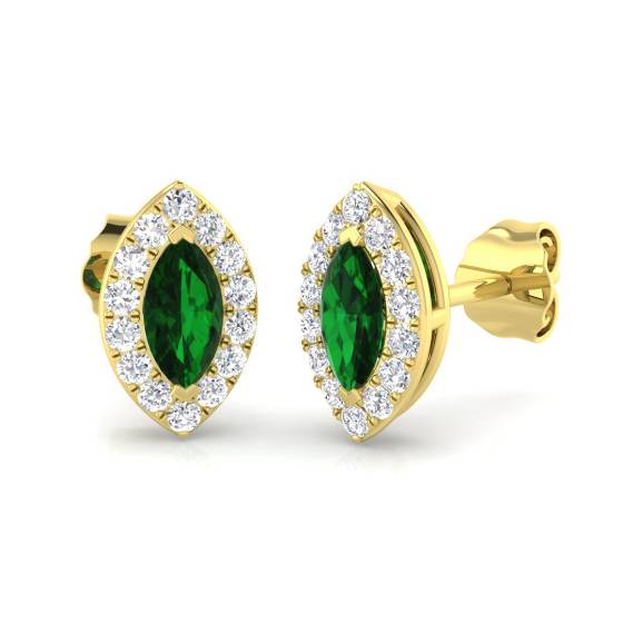0,70 ct VS/E-F Smaragd- und Diamant-Ohrringe