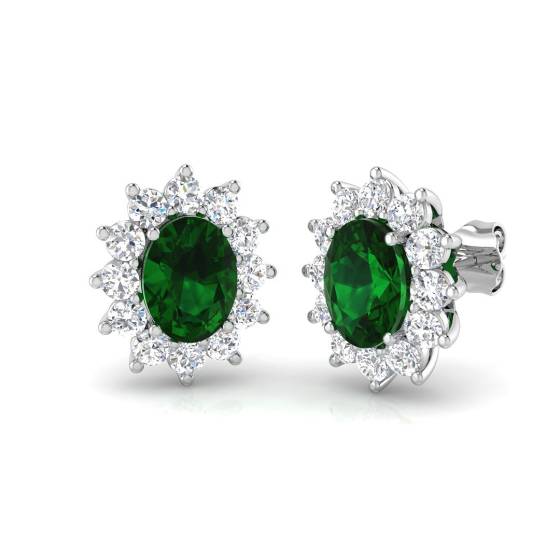 Ohrringe mit Smaragd und Diamanten (3,00 ct, VS/E-F)