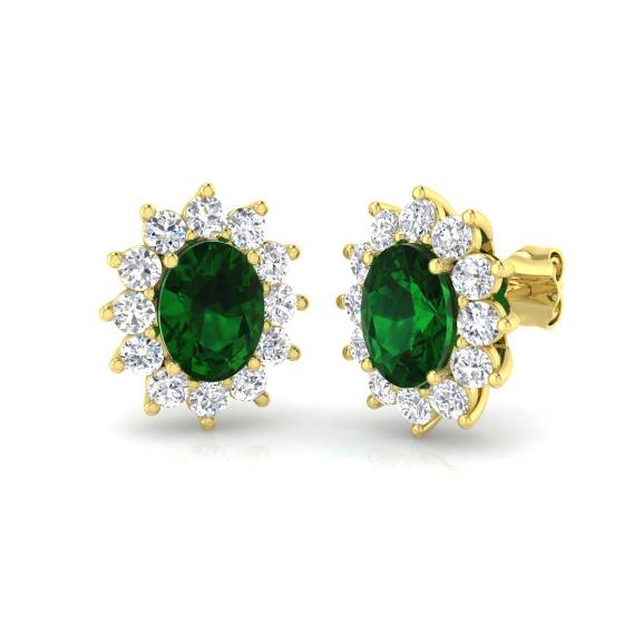 Ohrringe mit Smaragd und Diamanten (3,00 ct, VS/E-F)