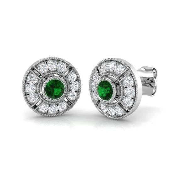 Ohrringe mit Smaragd und Diamanten (0,50 ct, VS/E-F)
