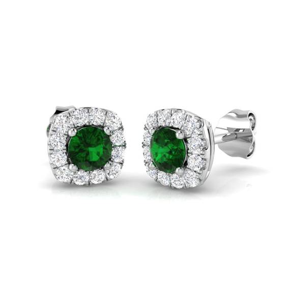 0,80 ct VS/E-F Smaragd- und Diamant-Ohrringe