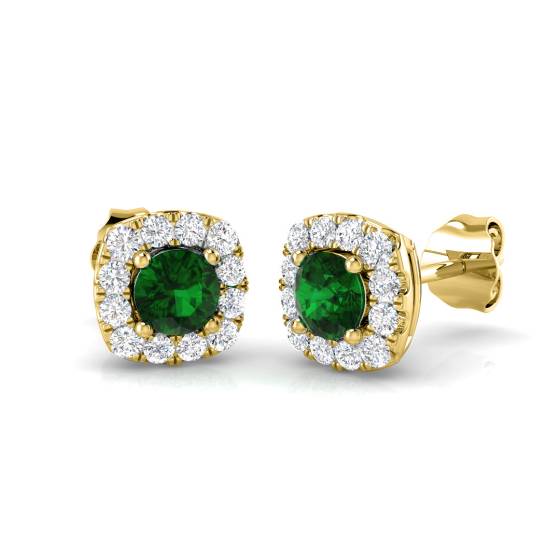 0,80 ct VS/E-F Smaragd- und Diamant-Ohrringe