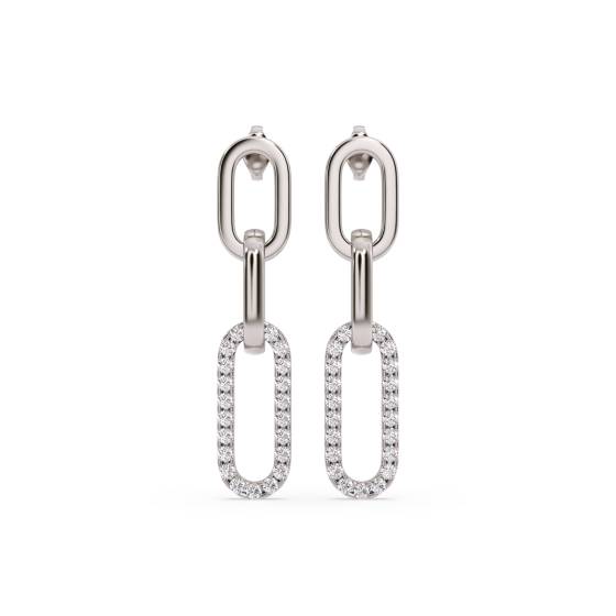 Round Diamond Paper Clip Earrings