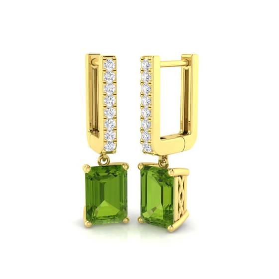 Ohrhänger mit Peridot, Smaragd und rundem Diamanten