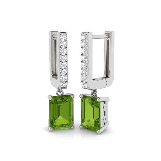 Ohrhänger mit Peridot, Smaragd und rundem Diamanten