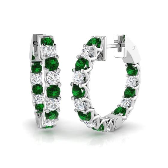 Runde Smaragd- und Diamant-Creolen