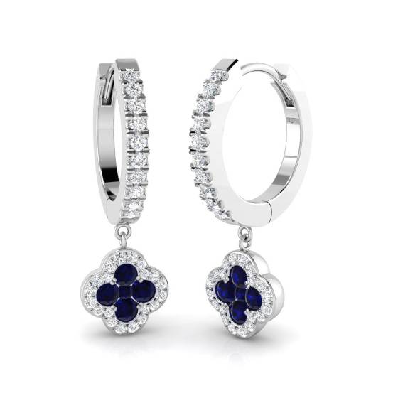 Runde Ohrringe mit blauem Saphir und Diamanten