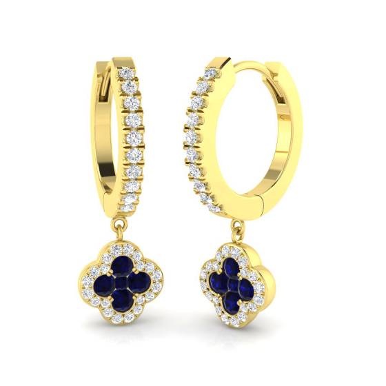 Runde Ohrringe mit blauem Saphir und Diamanten