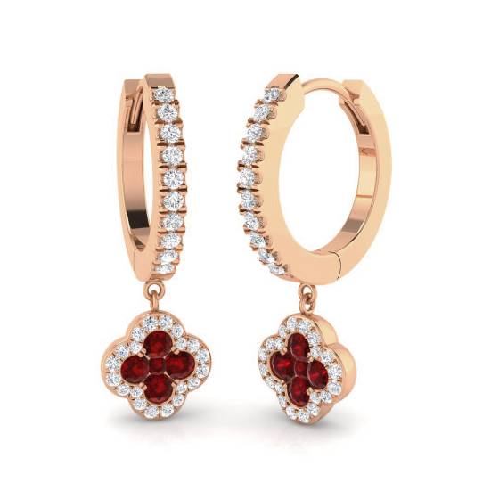 Runde Rubin- und Diamant-Creolen