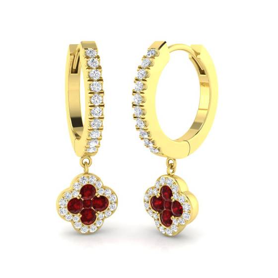 Runde Rubin- und Diamant-Creolen