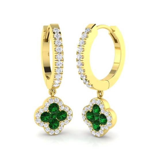 Ohrringe mit Smaragd und Diamanten (0,75 ct, VS/E-F)