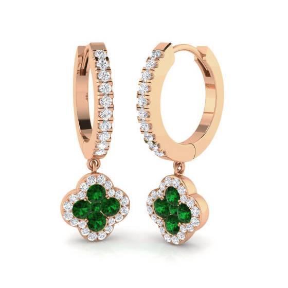 Ohrringe mit Smaragd und Diamanten (0,75 ct, VS/E-F)