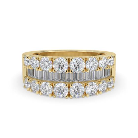 3,00 ct VS/F-G Rund- und Baguette-Naturdiamant-Ring