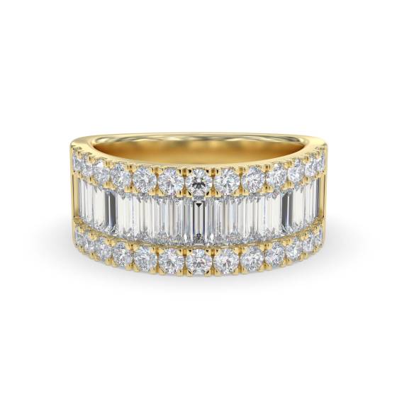 Mehrreihiger Ring mit 2,40 ct runden und Baguette-Diamanten