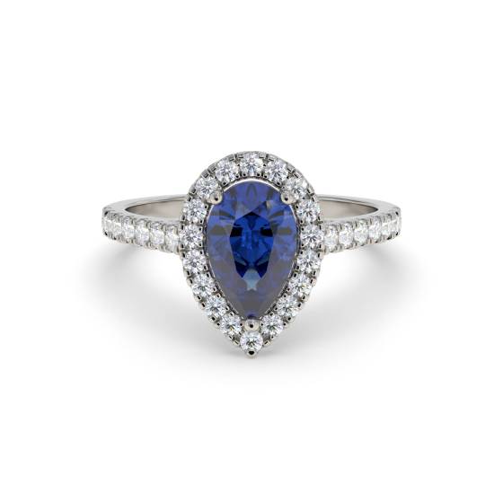 0,70 ct blauer Saphir und Diamantclusterring