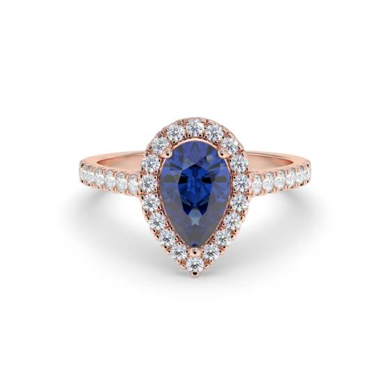 0,70 ct blauer Saphir und Diamantclusterring