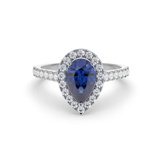 0,70 ct blauer Saphir und Diamantclusterring