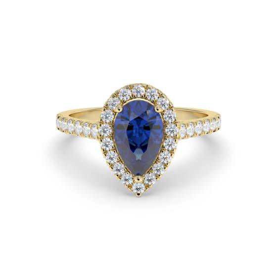 0,70 ct blauer Saphir und Diamantclusterring