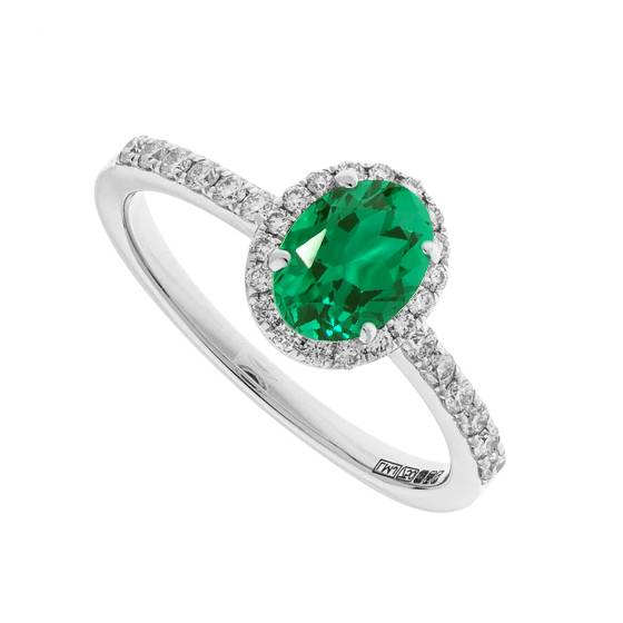 Smaragd- und Diamant-Halo-Ring (1,10 ct)
