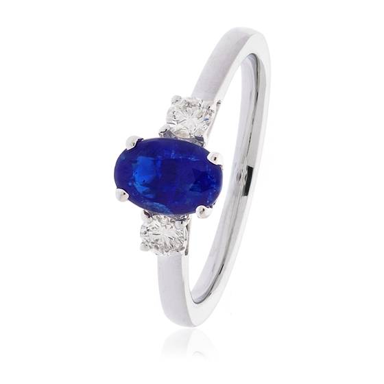 Trilogie-Ring aus blauem Saphir und Diamanten
