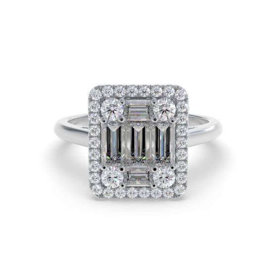 1,00 ct VS/F-G Runder Naturdiamant-Clusterring