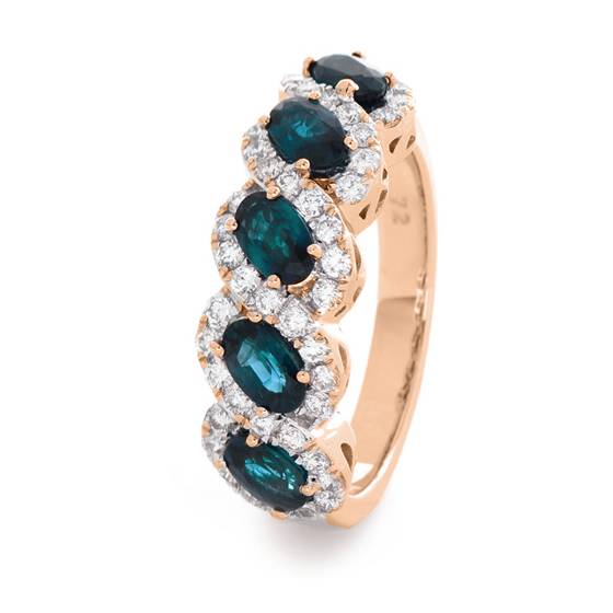 Ewigkeitsring mit 2,20 ct blauem Saphir und Diamanten