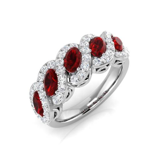 Ewigkeitsring mit ovalem Rubin und rundem Diamanten