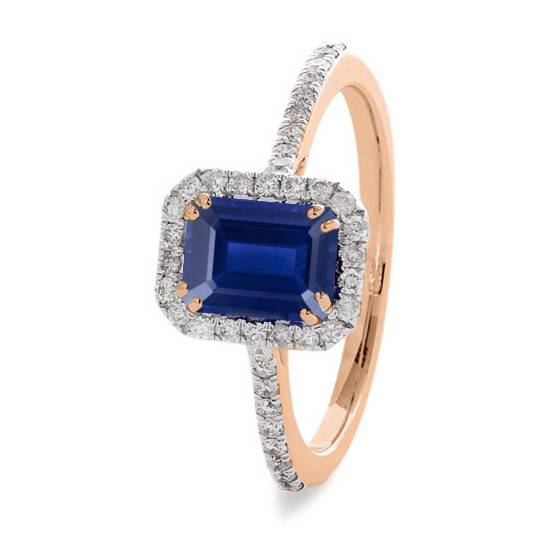 Ring mit 1,60 ct smaragdblauem Saphir und Diamanten