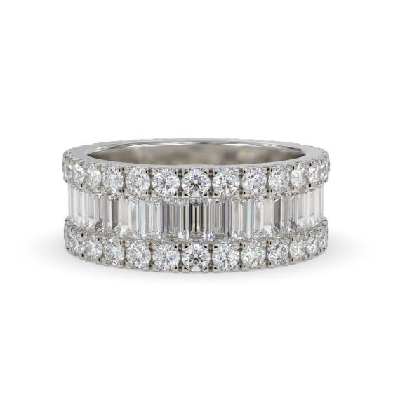 5,50 ct runder und Baguette-Diamant-Mehrreihen-Kleiderring