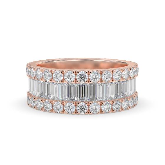 5,50 ct runder und Baguette-Diamant-Mehrreihen-Kleiderring