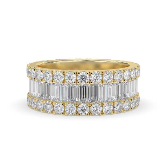 5,50 ct runder und Baguette-Diamant-Mehrreihen-Kleiderring