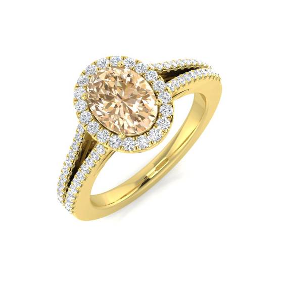 1,50 ct VS/E-F Morganit- und Diamant-Edelsteinring