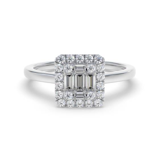 Eleganter runder Diamantclusterring mit 0,25 ct VS/E-F